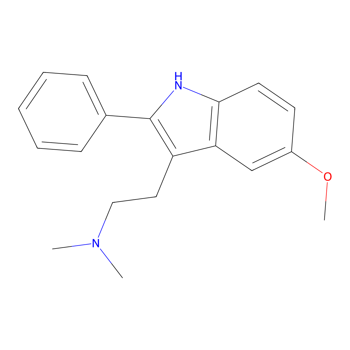 5-methoxy-2-phenyl-N,N-dimethyltryptamine molecular structure, CAS 17375-63-2