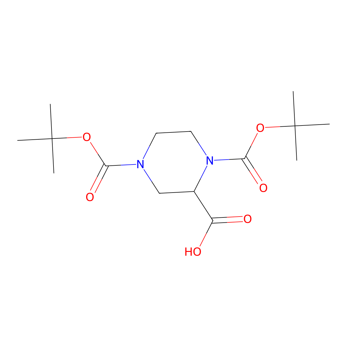 (2R)-1,4-bis((tert-butoxy)carbonyl)piperazine-2-carboxylic acid molecular structure, CAS 173774-48-6