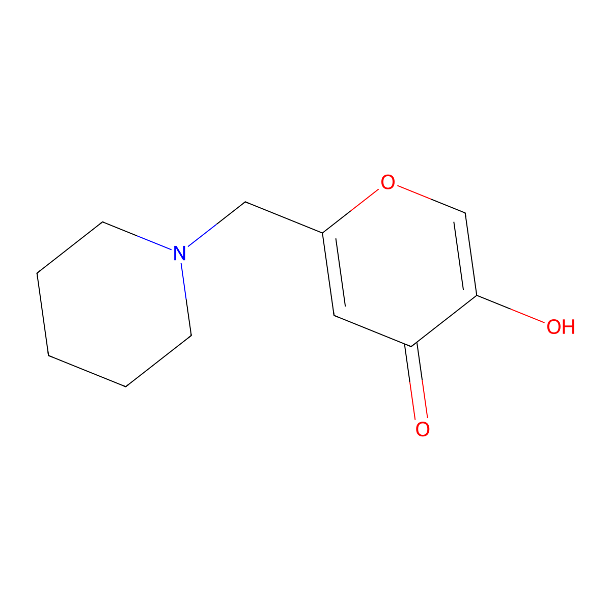 5-hydroxy-2-(piperidin-1-ylmethyl)-4H-pyran-4-one molecular structure, CAS 173788-09-5