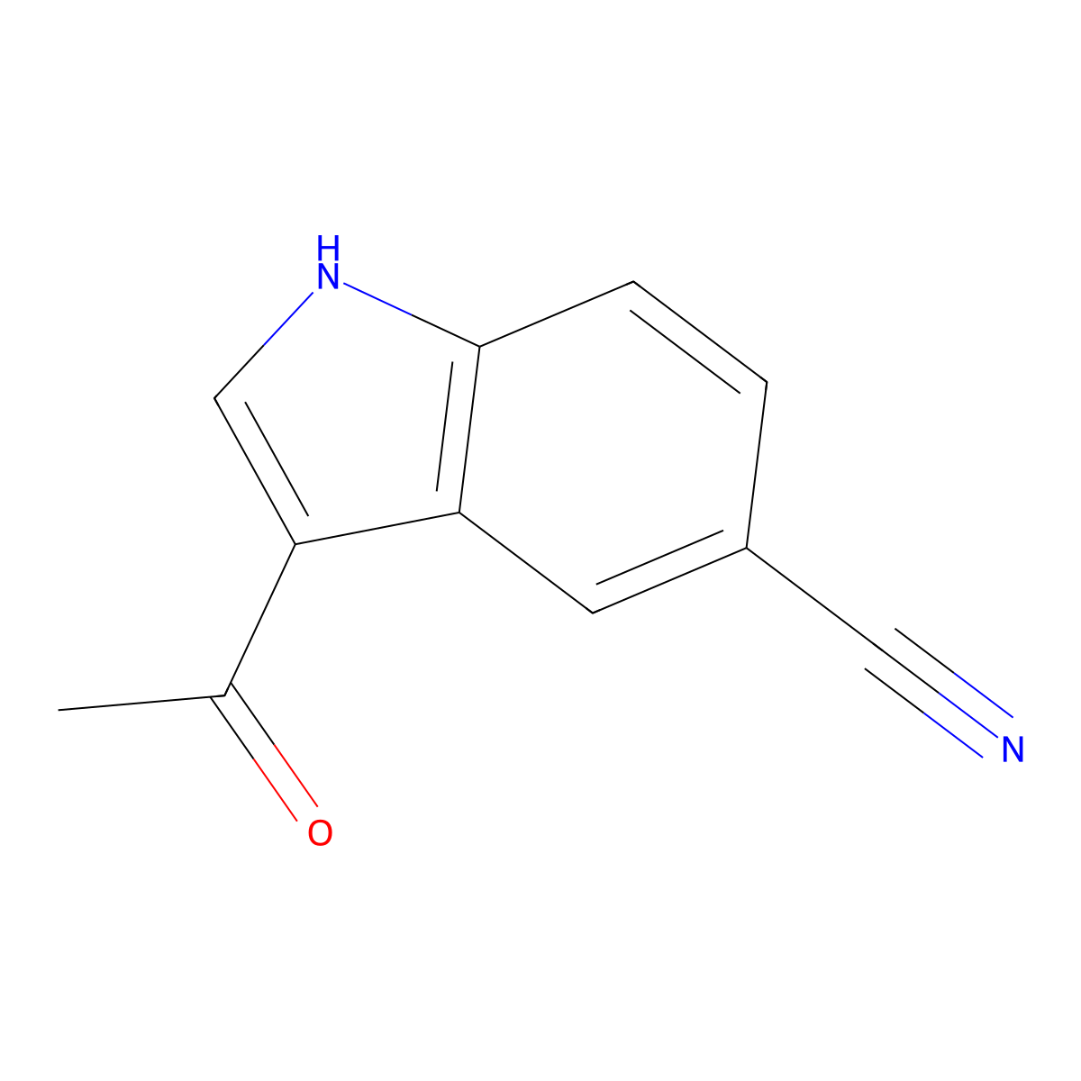 Indole-5-carbonitrile, 3-acetyl- molecular structure, CAS 17380-19-7