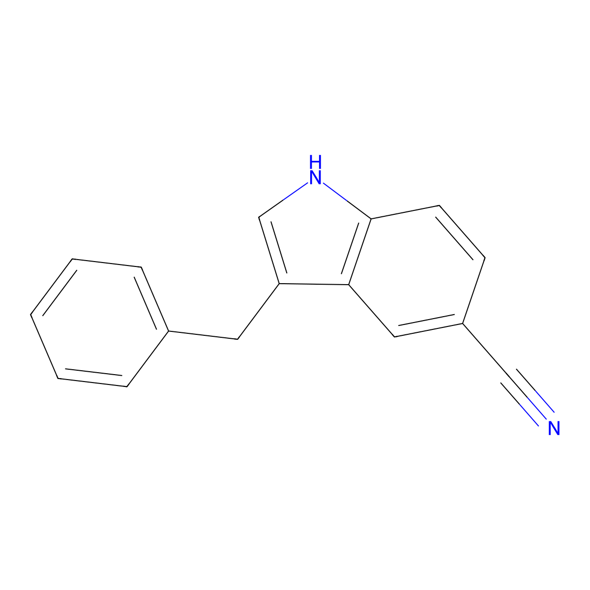 Indole-5-carbonitrile, 3-benzyl- molecular structure, CAS 17380-31-3