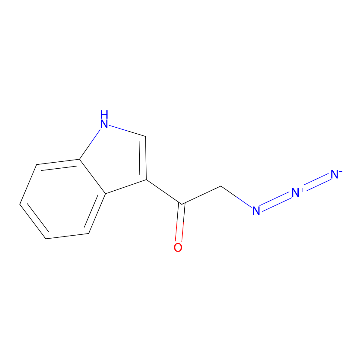 2-azido-1-(1H-indol-3-yl)ethanone molecular structure, CAS 17380-40-4