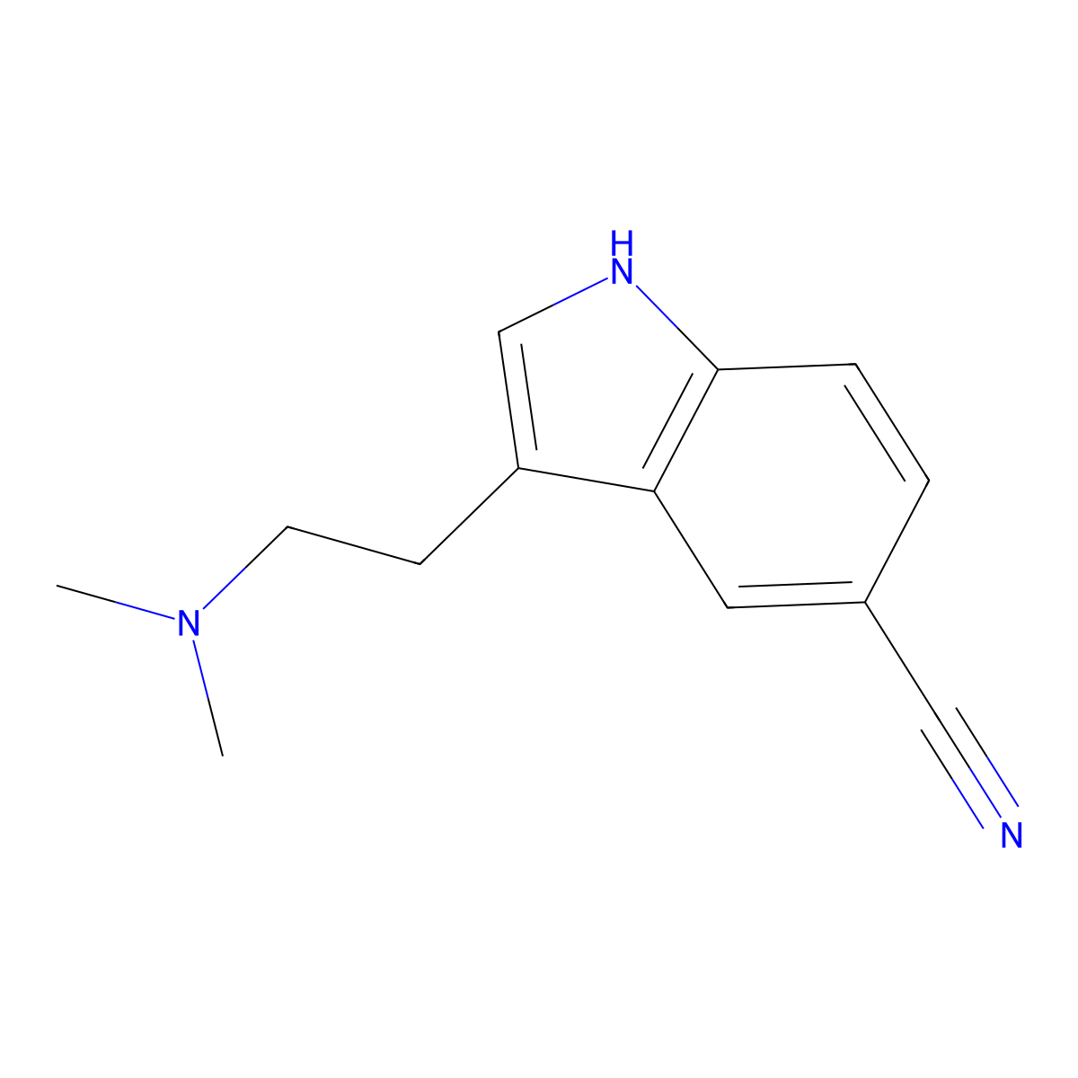 Indole-5-carbonitrile, 3-(2-dimethylaminoethyl)- molecular structure, CAS 17380-42-6
