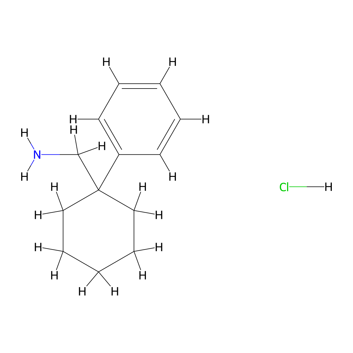 (1-Phenylcyclohexyl)methanamine hydrochloride molecular structure, CAS 17380-59-5
