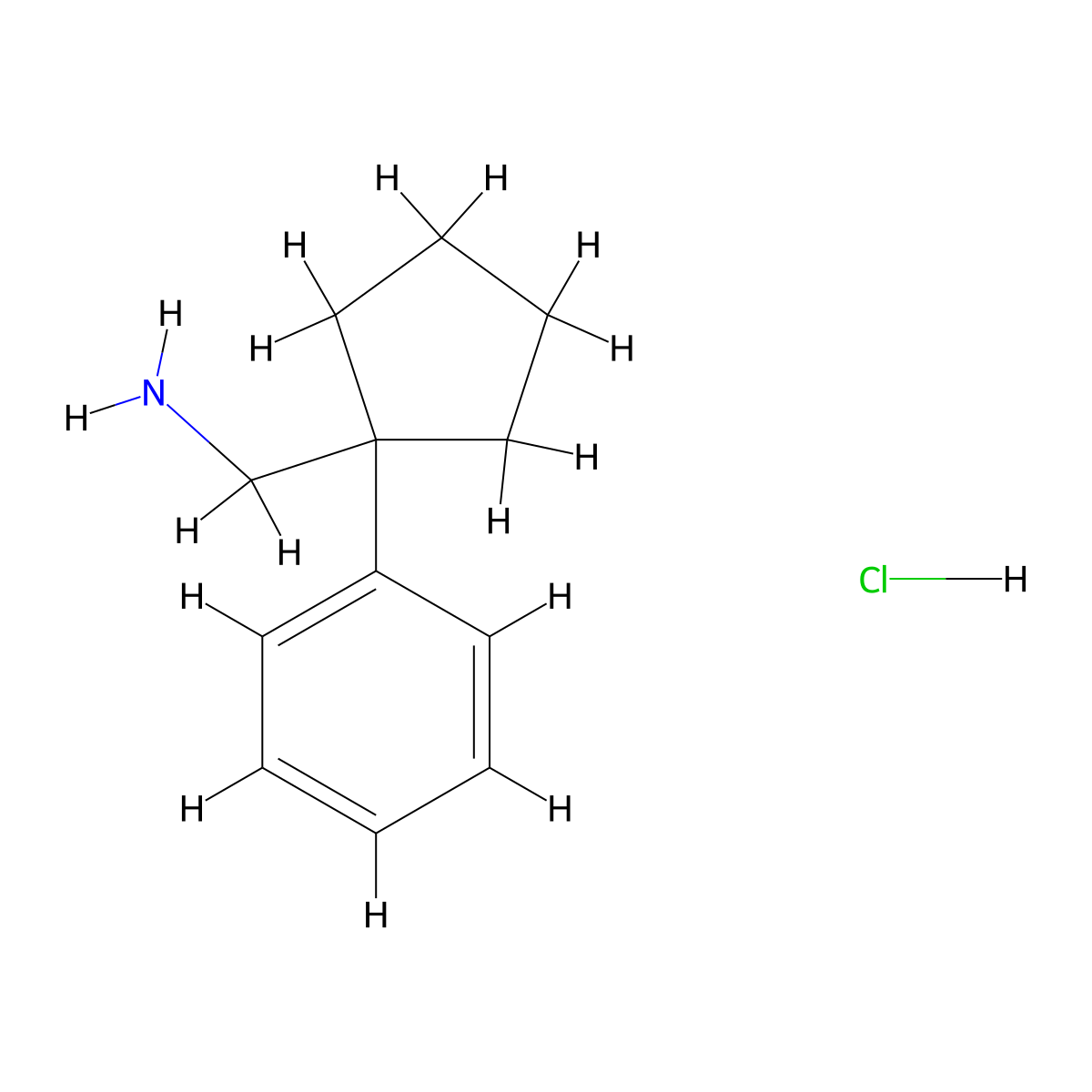 (1-Phenylcyclopentyl)methanamine hydrochloride molecular structure, CAS 17380-61-9
