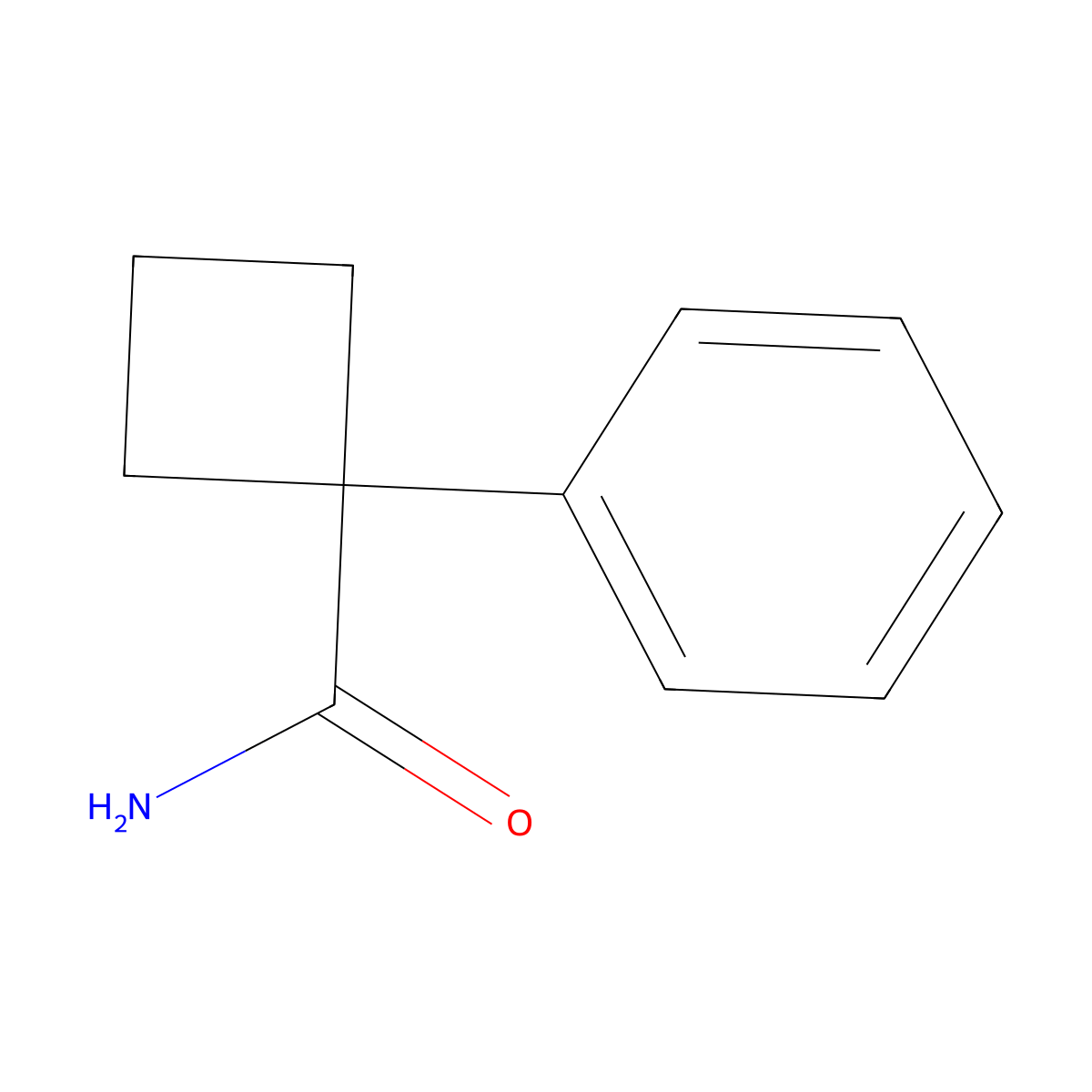 1-Phenylcyclobutanecarboxamide molecular structure, CAS 17380-65-3