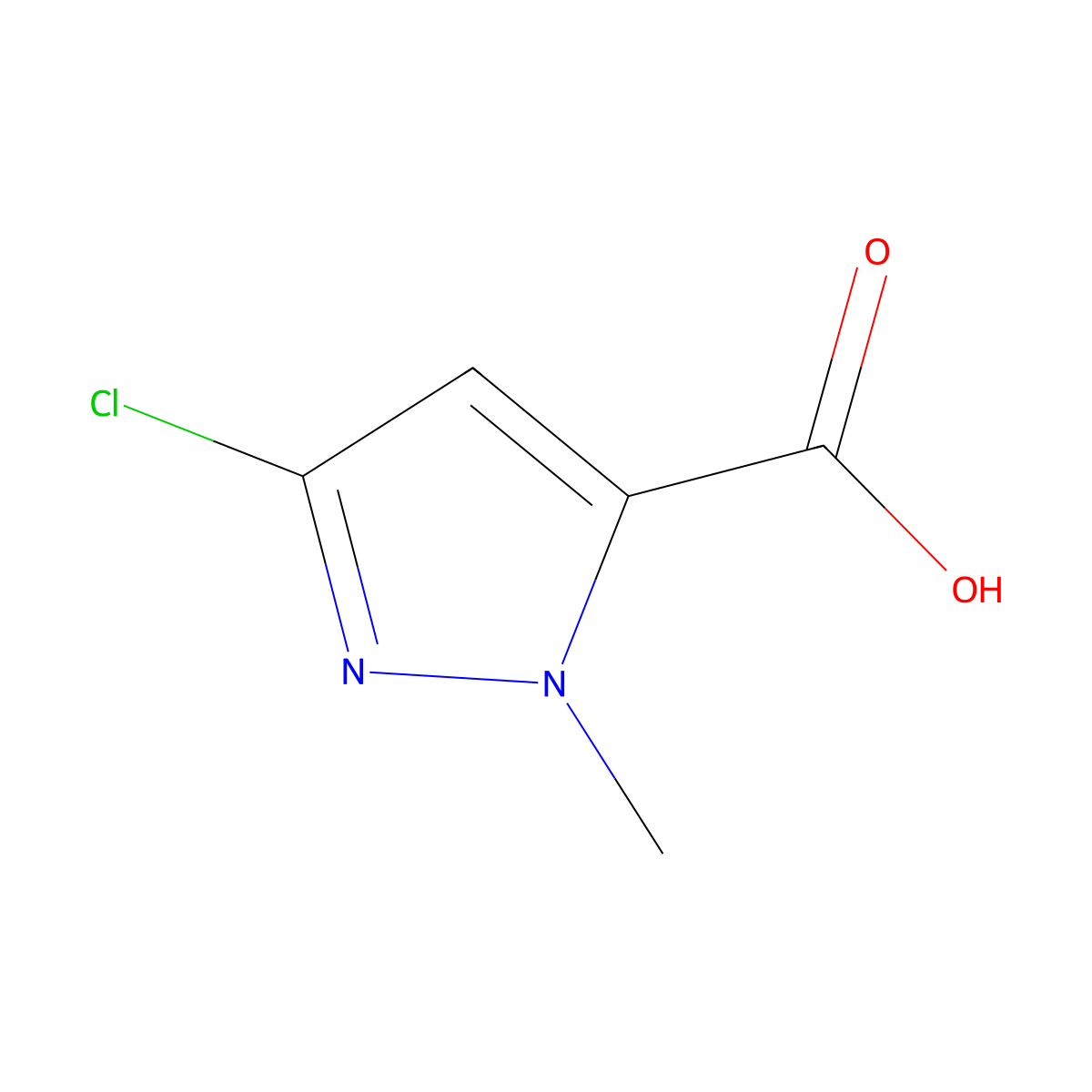 3-chloro-1-methyl-1H-pyrazole-5-carboxylic acid molecular structure, CAS 173841-02-6