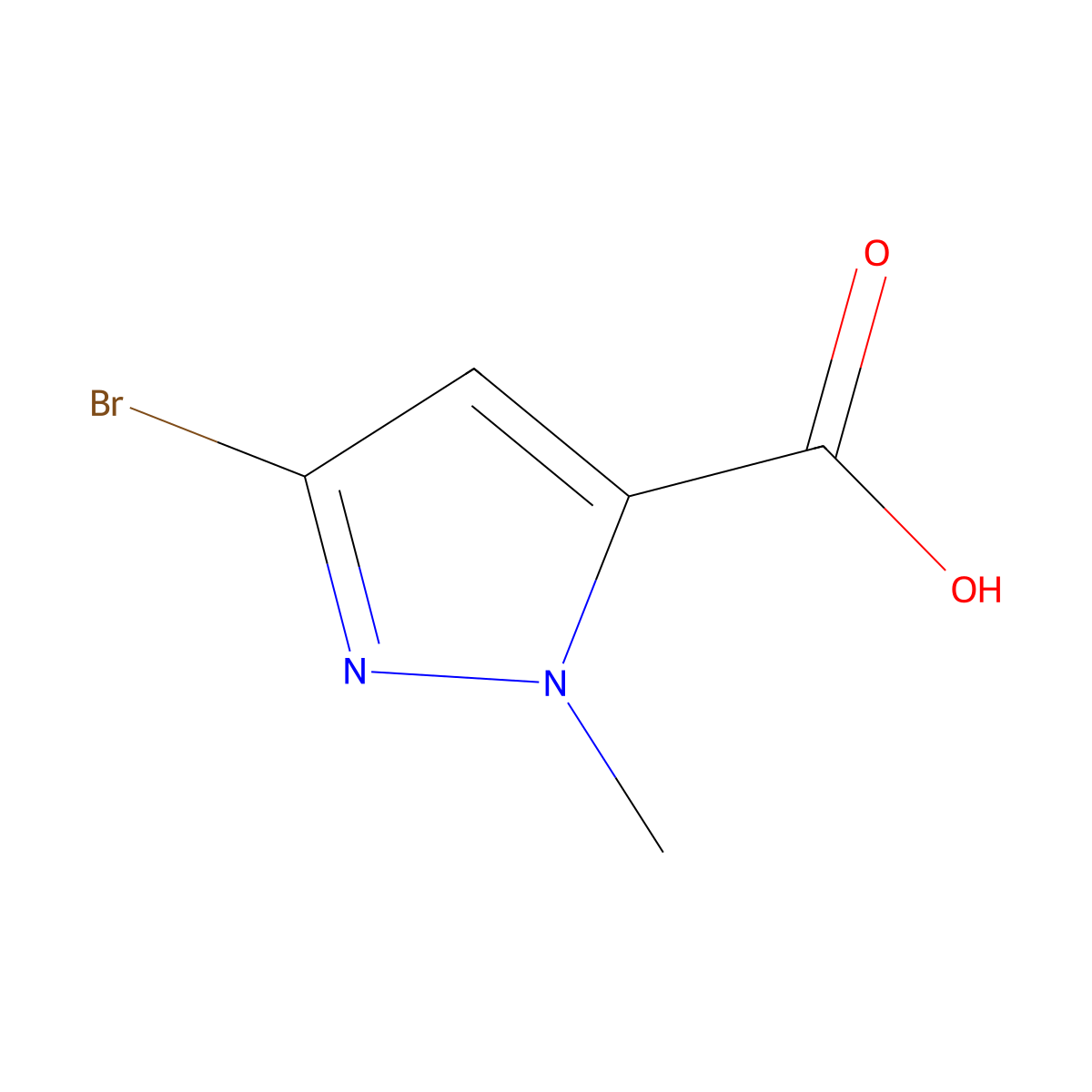 3-bromo-1-methyl-1H-pyrazole-5-carboxylic acid molecular structure, CAS 173841-05-9