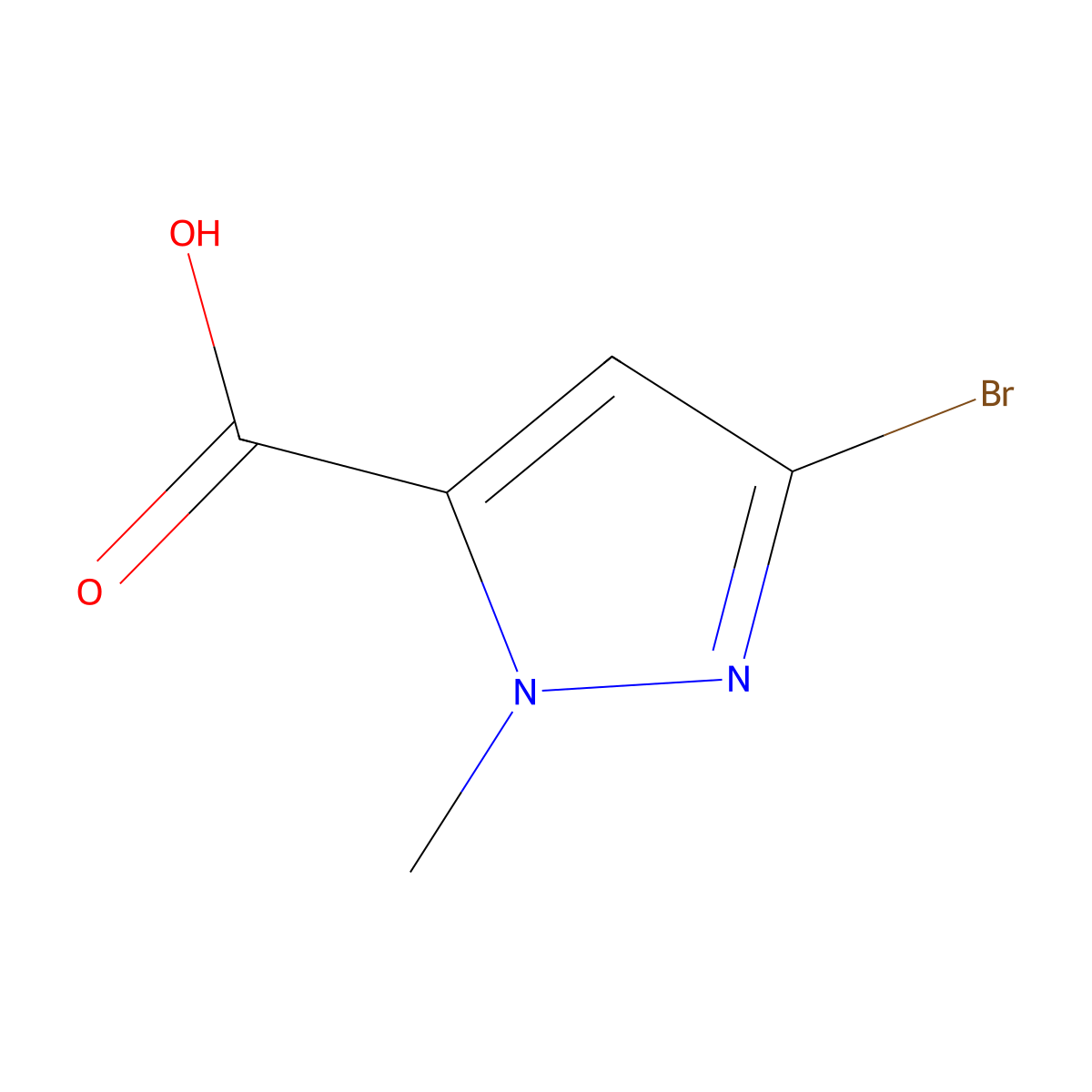 3-bromo-1-methyl-1H-pyrazole-5-carboxylic acid molecular structure, CAS 173841-05-9