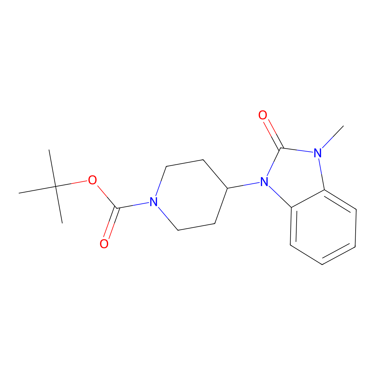 tert-Butyl 4-(3-methyl-2-oxo-2,3-dihydro-1H-benzo[d]imidazol-1-yl)piperidine-1-carboxylate molecular structure, CAS 173843-48-6