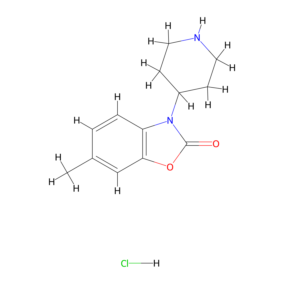 6-Methyl-3-(piperidin-4-yl)benzo[d]oxazol-2(3H)-one hydrochloride molecular structure, CAS 173843-58-8