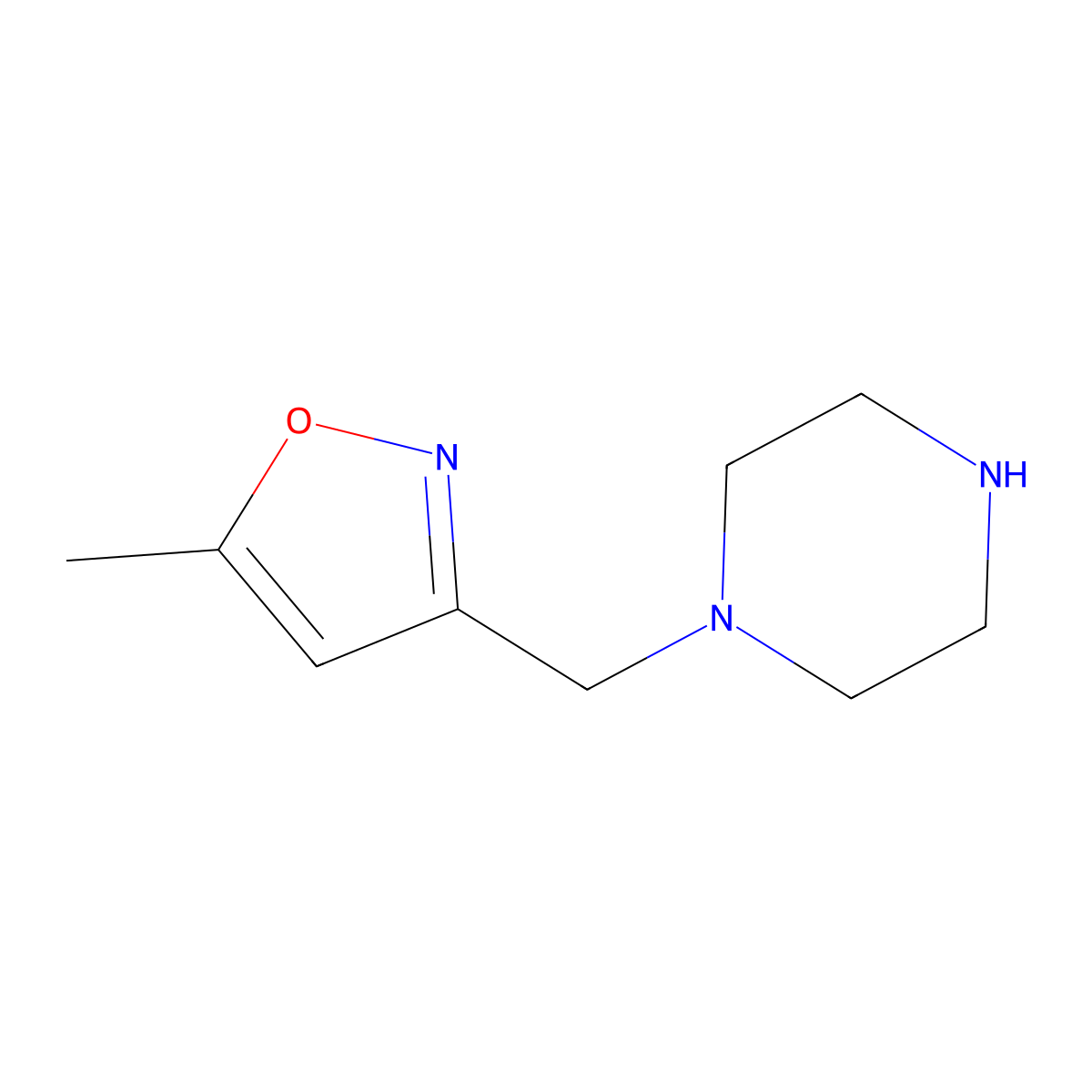 1-[(5-Methylisoxazol-3-yl)methyl]piperazine molecular structure, CAS 173850-51-6