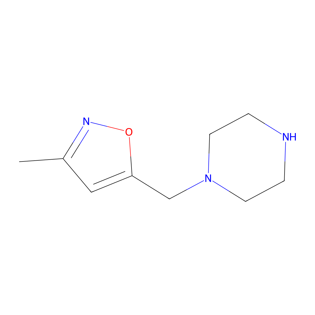 3-Methyl-5-(piperazin-1-ylmethyl)-1,2-oxazole molecular structure, CAS 173850-53-8
