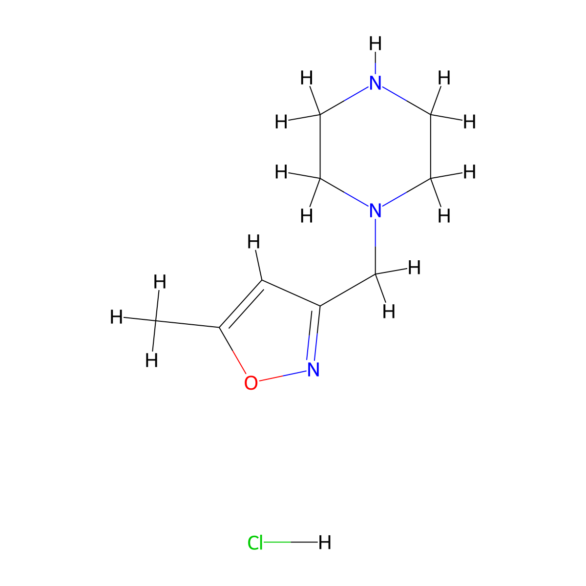 1-[(5-Methyl-1,2-oxazol-3-yl)methyl]piperazine hydrochloride molecular structure, CAS 173850-78-7