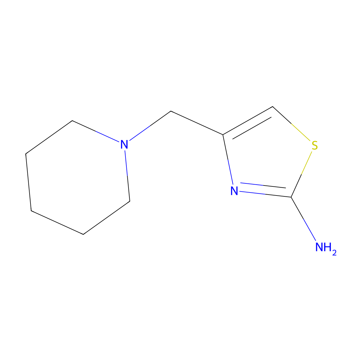 4-(Piperidin-1-ylmethyl)-1,3-thiazol-2-amine molecular structure, CAS 17386-10-6