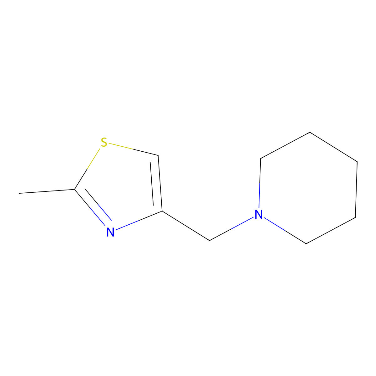 1-[(2-Methyl-1,3-thiazol-4-yl)methyl]piperidine molecular structure, CAS 17386-15-1