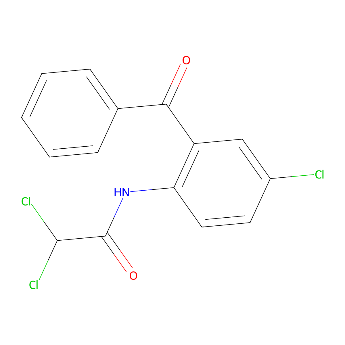 N-(2-benzoyl-4-chlorophenyl)-2,2-dichloroacetamide molecular structure, CAS 17387-32-5