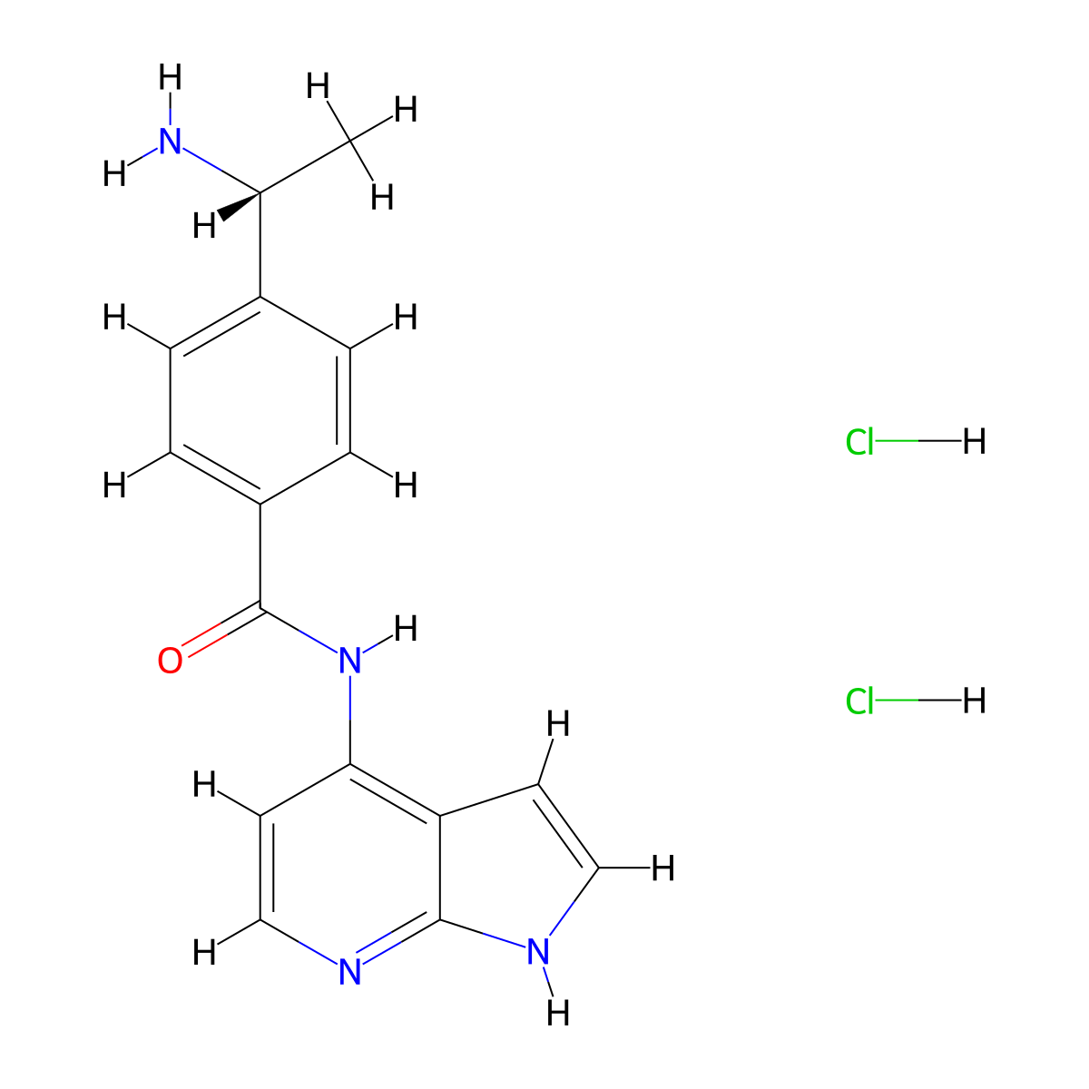 (R)-4-(1-Aminoethyl)-N-(1H-pyrrolo[2,3-b]pyridin-4-yl)benzamide dihydrochloride molecular structure, CAS 173897-44-4