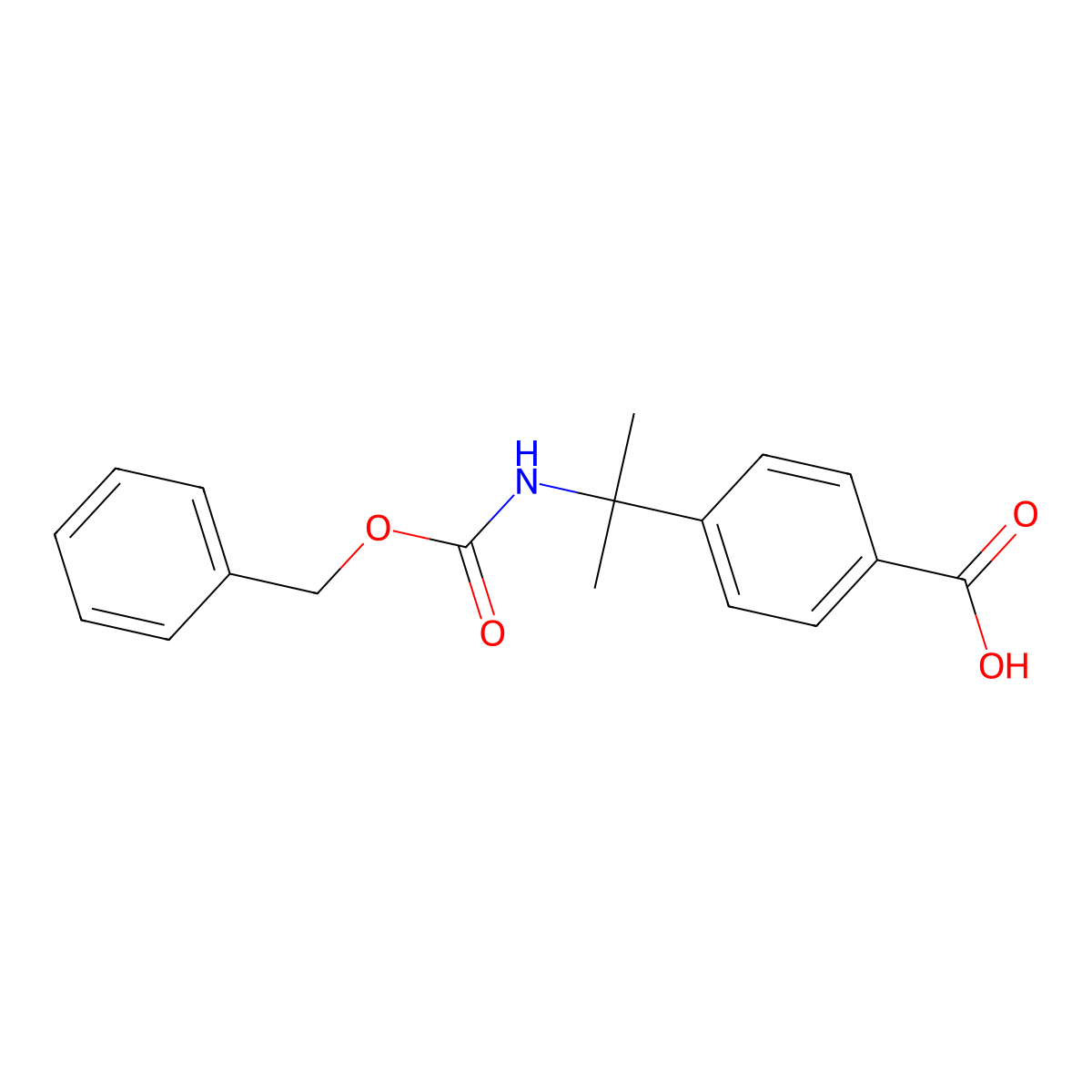 4-(1-Benzyloxycarbonylamino-1-methylethyl)-benzoic acid molecular structure, CAS 173898-16-3