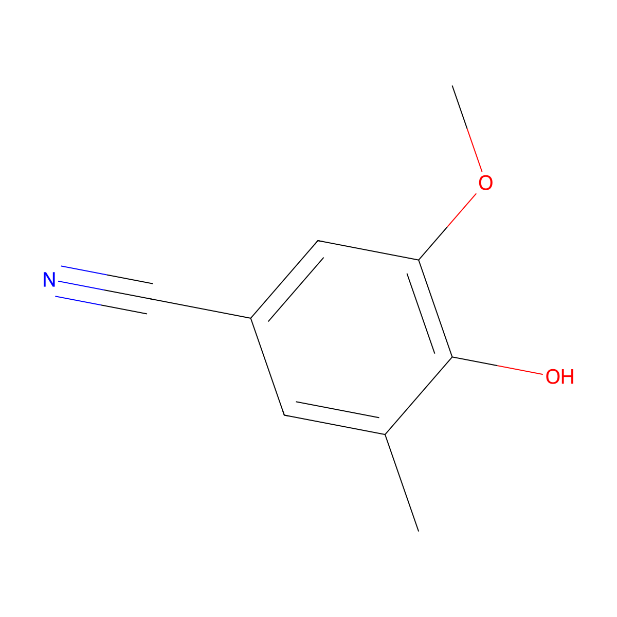 4-Hydroxy-3-methoxy-5-methylbenzonitrile molecular structure, CAS 173900-47-5