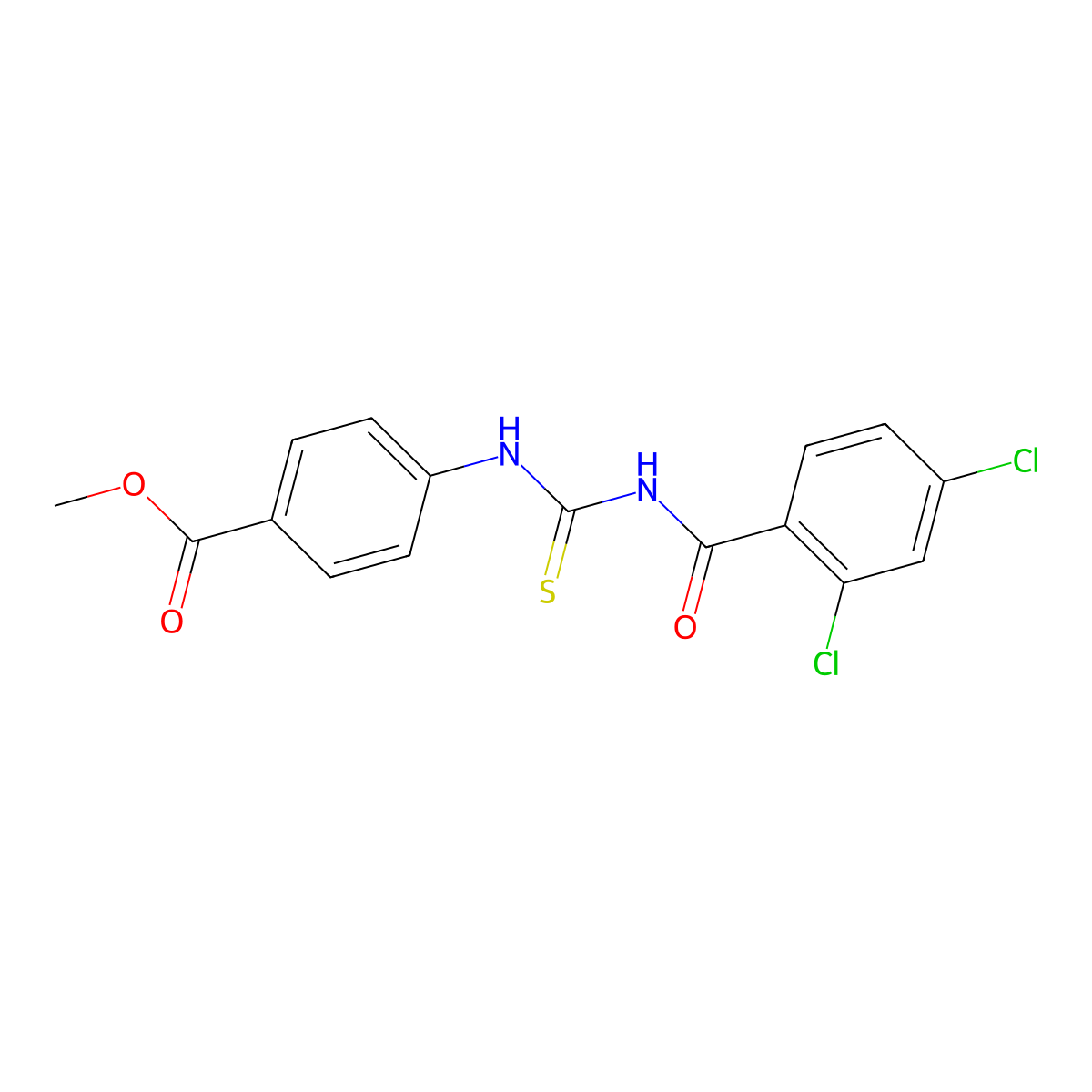 Methyl 4-({[(2,4-dichlorophenyl)carbonyl]carbamothioyl}amino)benzoate molecular structure, CAS 173906-08-6