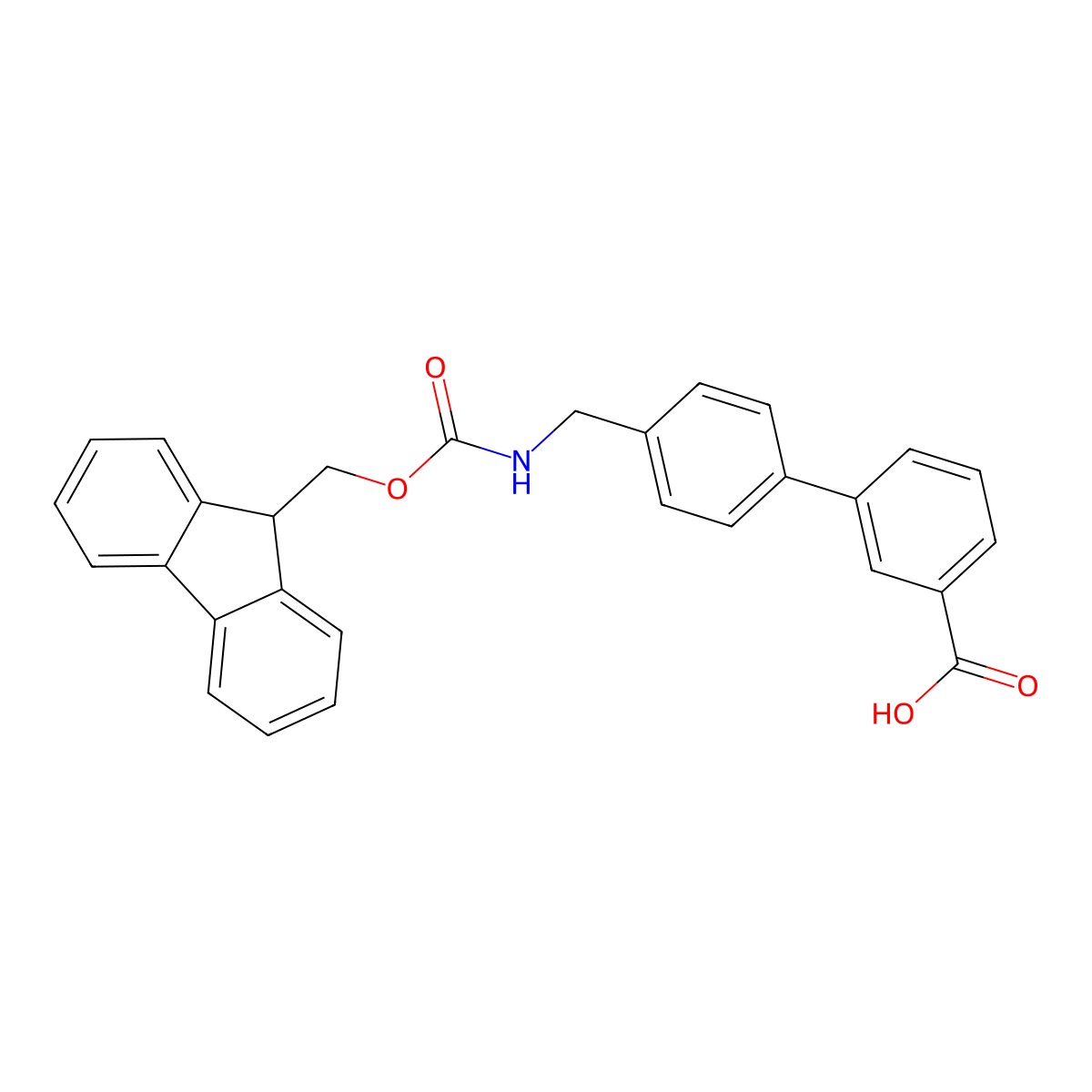 3-(4-(((((9H-fluoren-9-yl)methoxy)carbonyl)amino)methyl)phenyl)benzoic acid molecular structure, CAS 173911-21-2