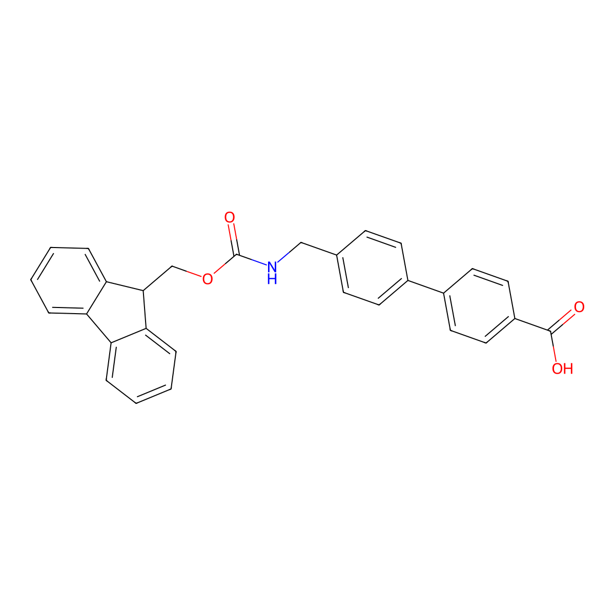 4-{4-[({[(9H-fluoren-9-yl)methoxy]carbonyl}amino)methyl]phenyl}benzoic acid molecular structure, CAS 173911-22-3