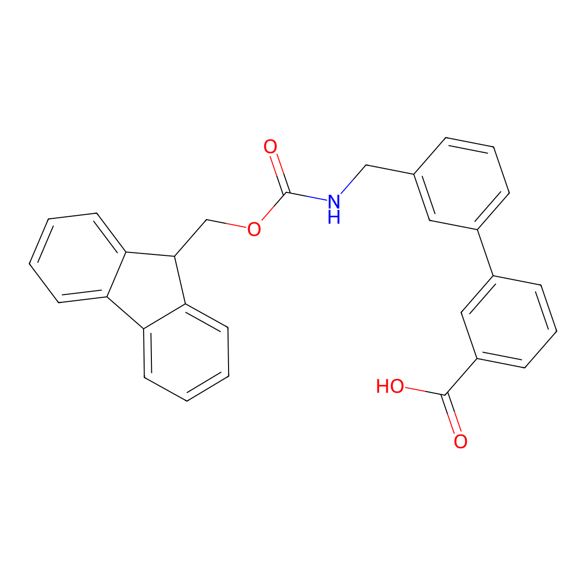 3-{3-[({[(9H-fluoren-9-yl)methoxy]carbonyl}amino)methyl]phenyl}benzoic acid molecular structure, CAS 173911-24-5