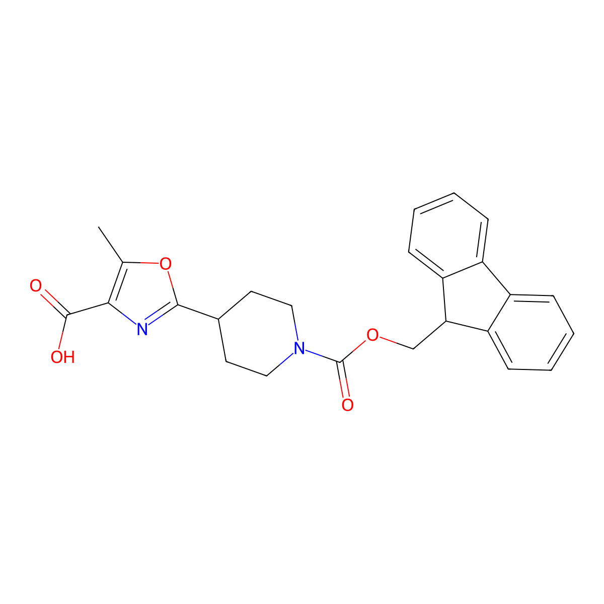 2-(1-{[(9H-fluoren-9-yl)methoxy]carbonyl}piperidin-4-yl)-5-methyl-1,3-oxazole-4-carboxylic acid molecular structure, CAS 173911-30-3
