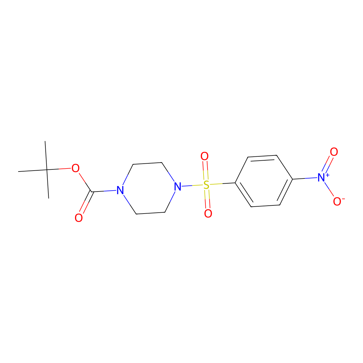 N-((4-Nitrophenyl)sulfonyl)-1-(tert-butyloxycarbonyl)piperazine molecular structure, CAS 173951-83-2