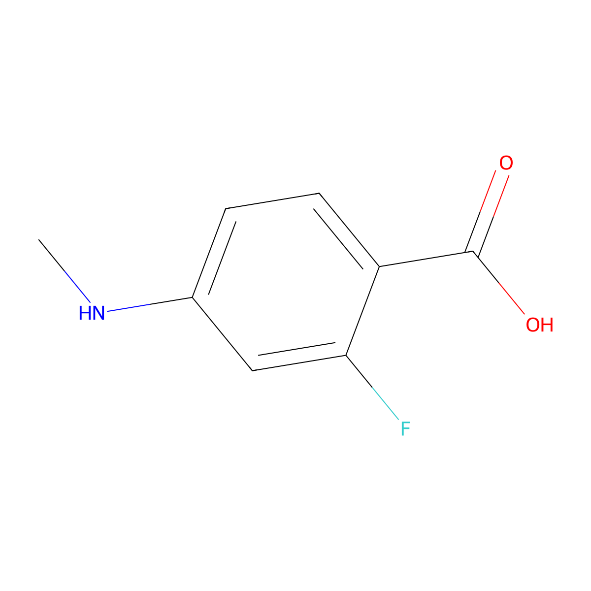 2-Fluoro-4-(methylamino)benzoic acid molecular structure, CAS 173951-99-0