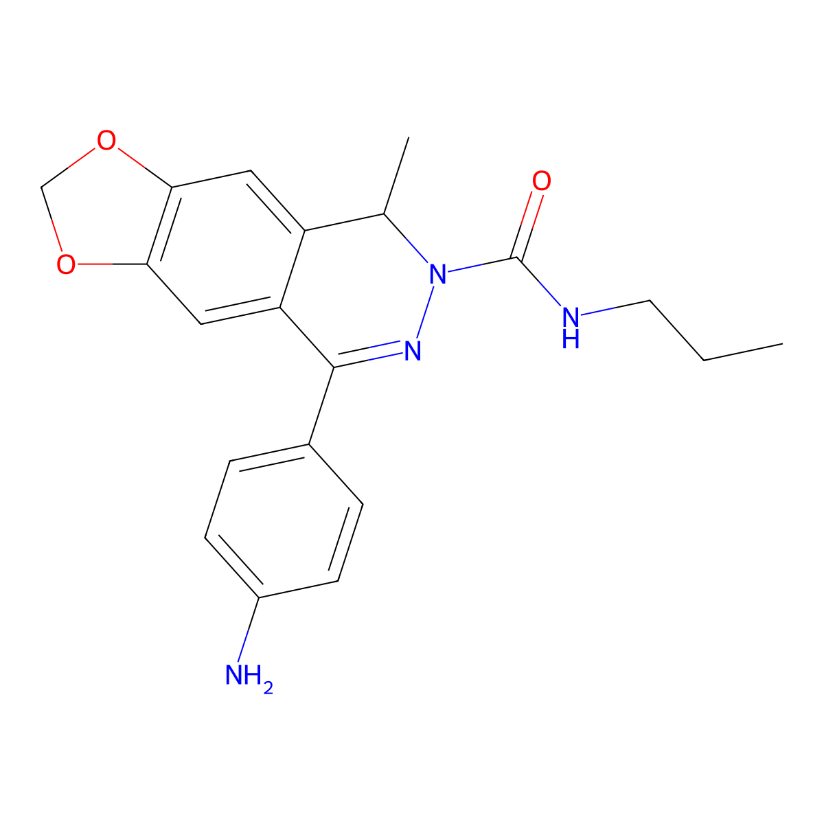 8-(4-aminophenyl)-5-methyl-N-propyl-5H-[1,3]dioxolo[4,5-g]phthalazine-6-carboxamide molecular structure, CAS 173952-44-8