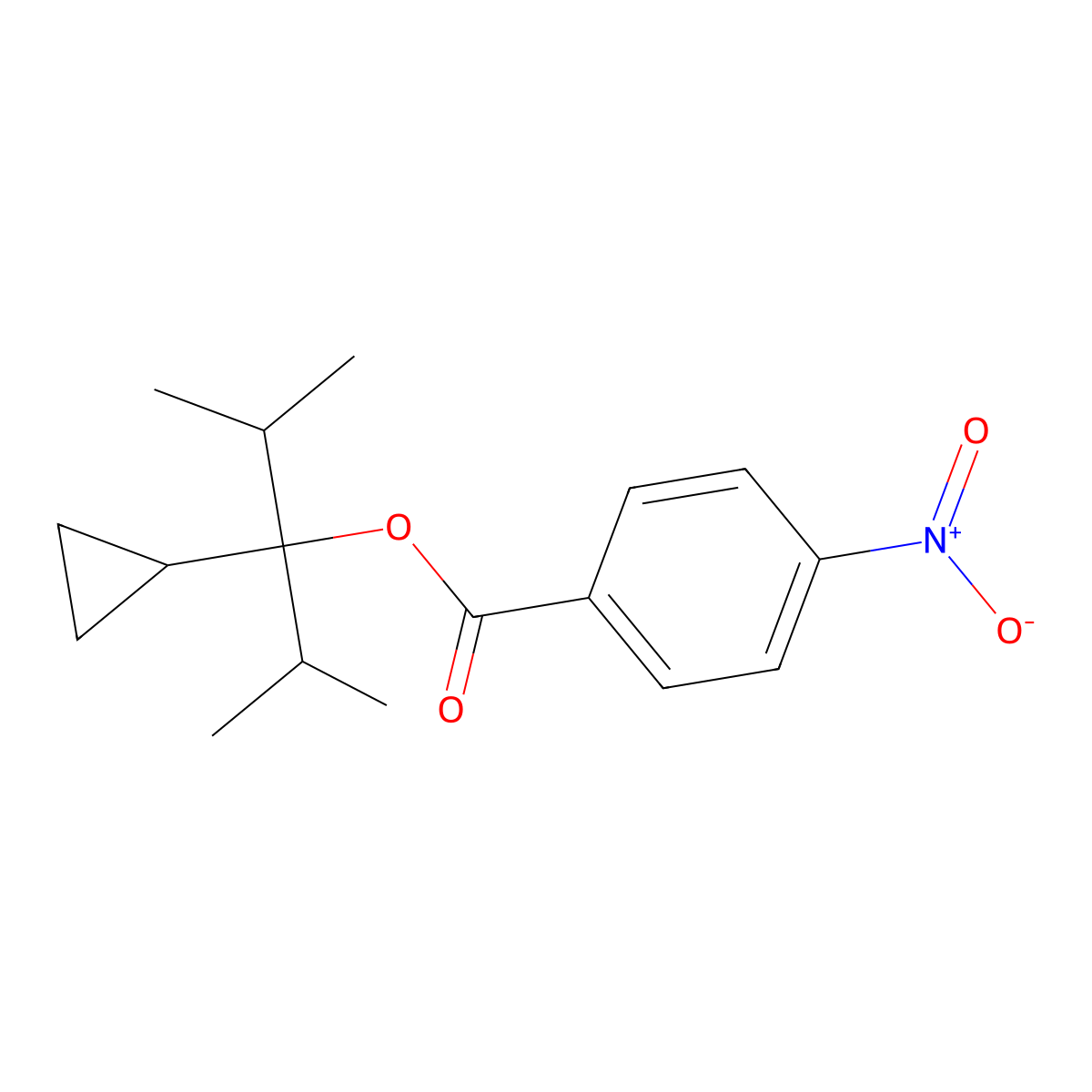 4-Nitro-benzoic acid 1-cyclopropyl-1-isopropyl-2-methyl-propyl ester molecular structure, CAS 17397-11-4
