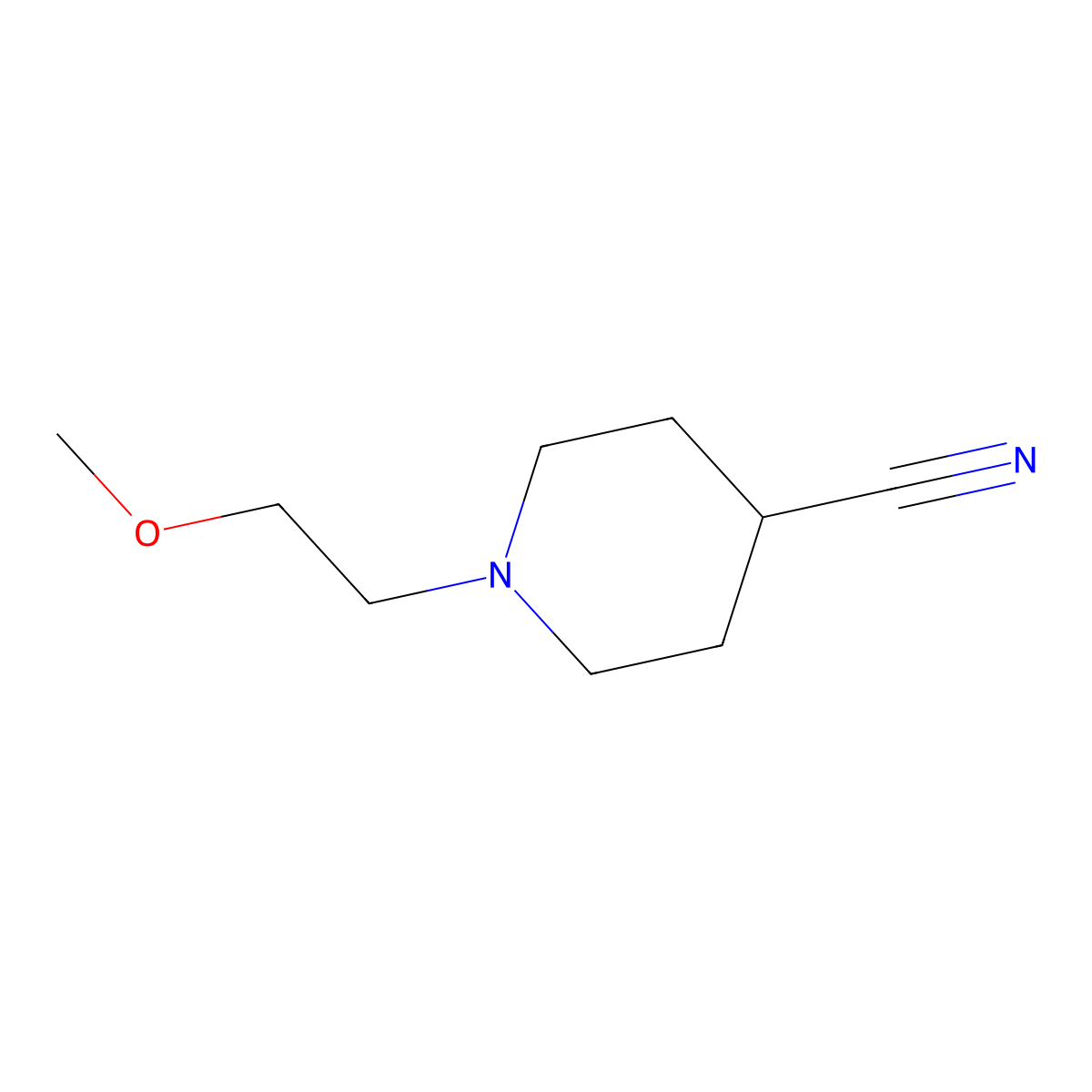 4-Piperidinecarbonitrile, 1-(2-methoxyethyl)- molecular structure, CAS 173974-82-8
