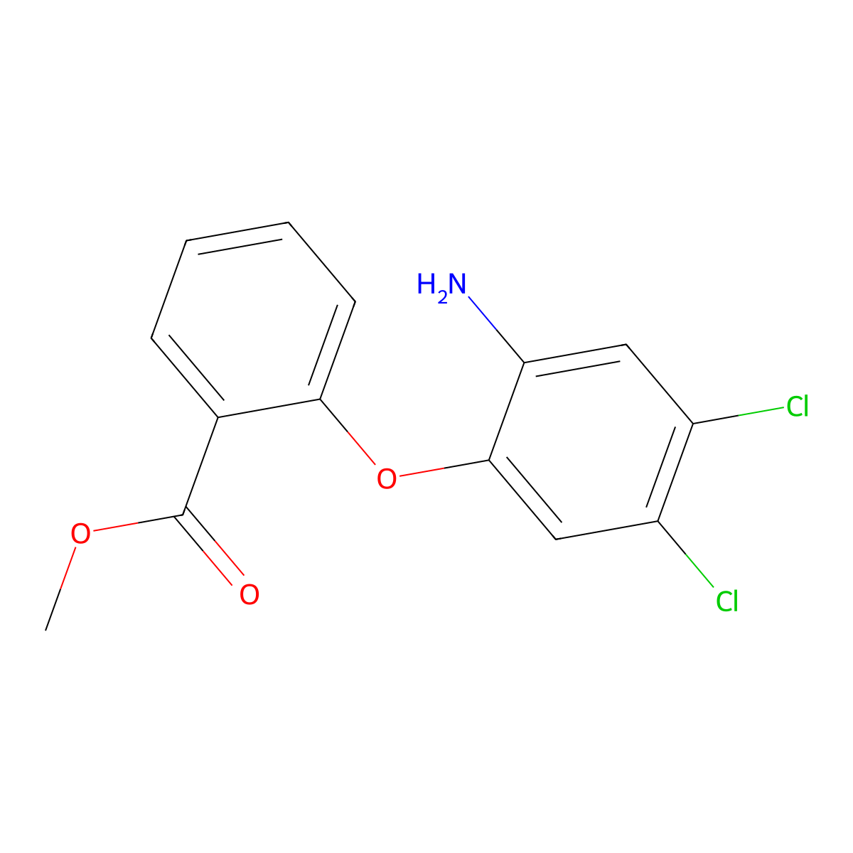 Methyl 2-(2-amino-4,5-dichlorophenoxy)benzoate molecular structure, CAS 173983-39-6