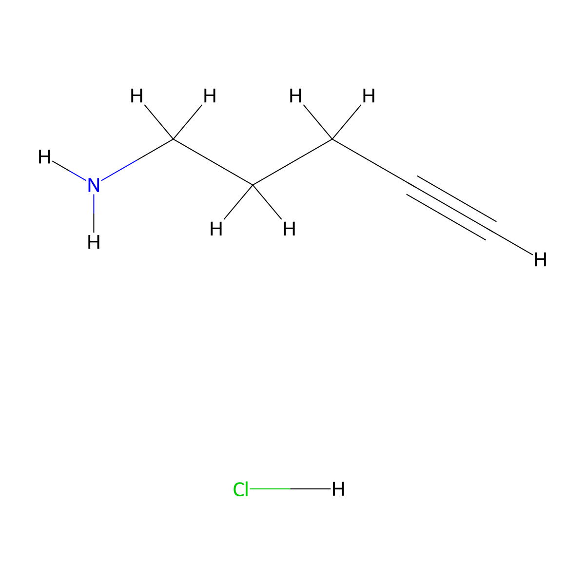 Pent-4-yn-1-amine hydrochloride molecular structure, CAS 173987-24-1