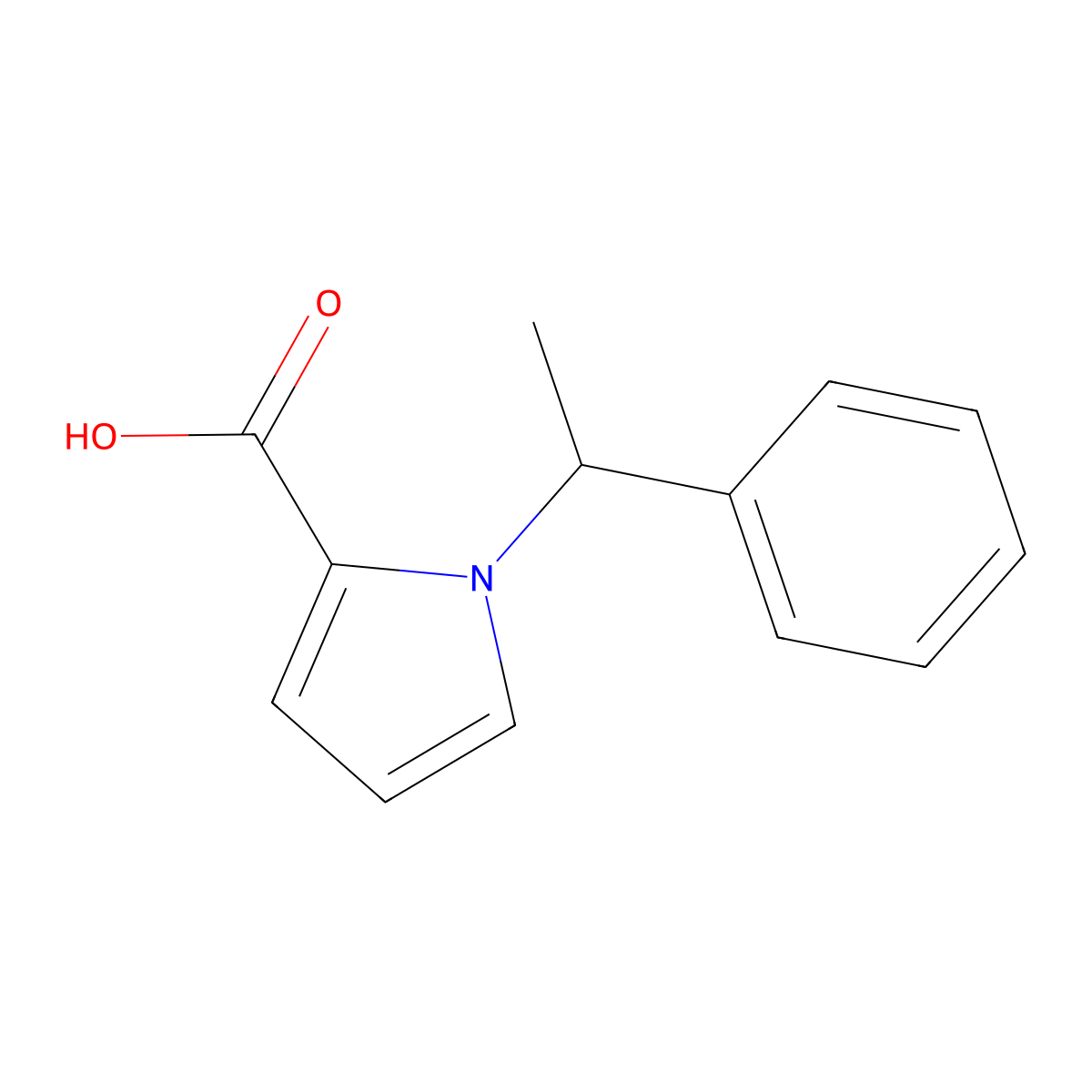 1-((1S)-1-phenylethyl)-1H-pyrrole-2-carboxylic acid molecular structure, CAS 173989-75-8