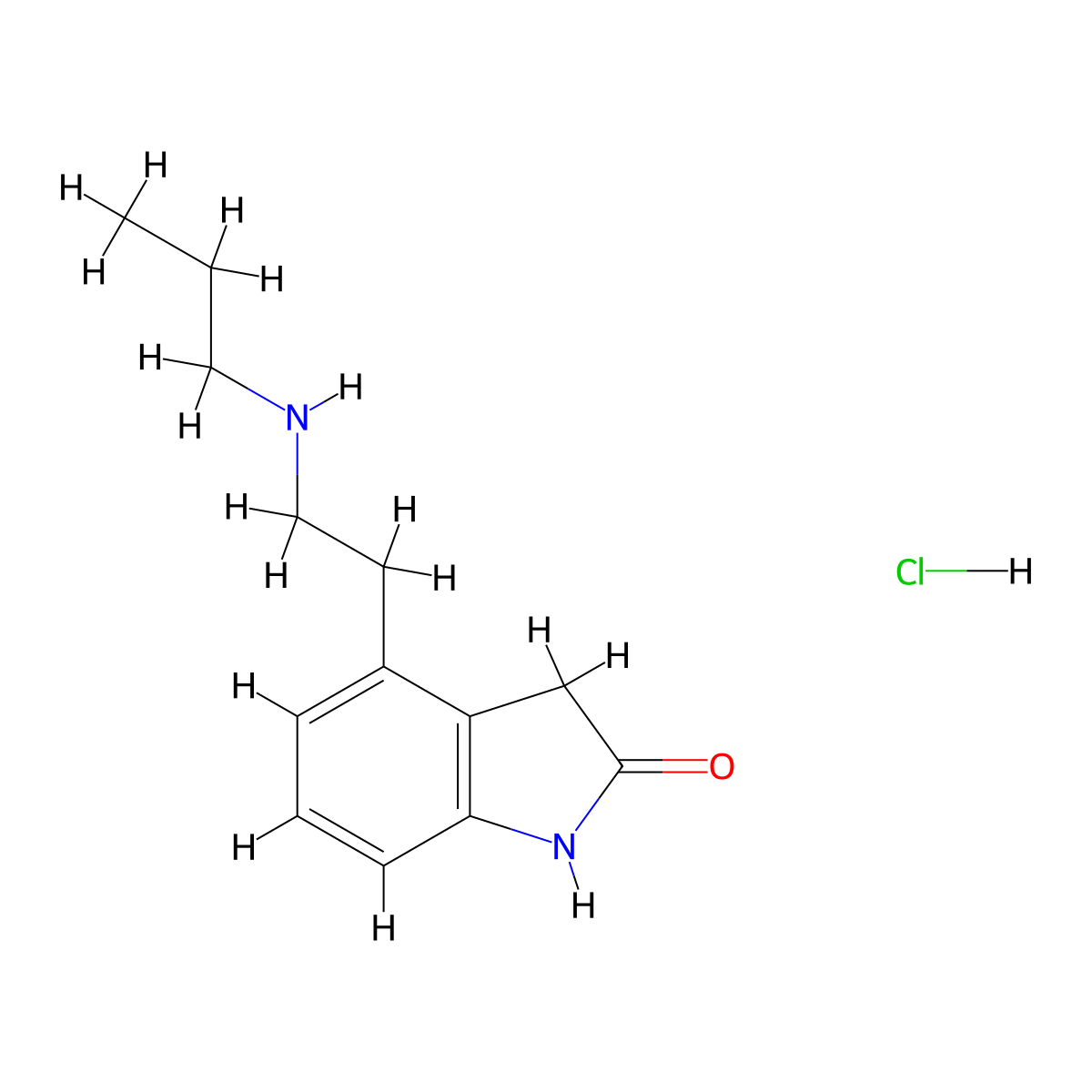 4-(2-(Propylamino)ethyl)indolin-2-one hydrochloride molecular structure, CAS 173990-76-6