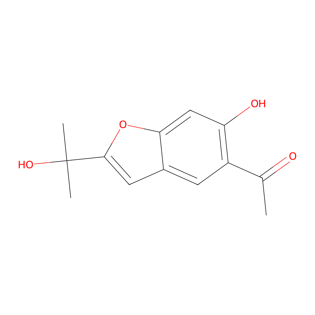 5-Acetyl-6-hydroxy-2-(1-hydroxy-1-methylethyl)benzofuran molecular structure, CAS 173992-05-7