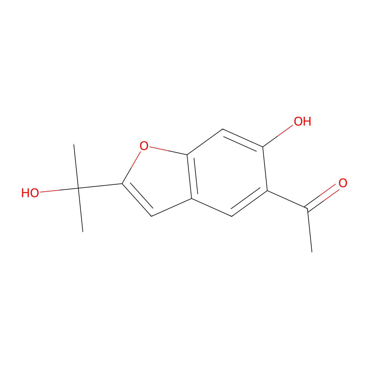 5-Acetyl-6-hydroxy-2-(1-hydroxy-1-methylethyl)benzofuran molecular structure, CAS 173992-05-7