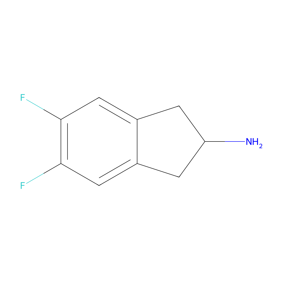 5,6-difluoro-2,3-dihydro-1H-inden-2-amine molecular structure, CAS 173998-68-0