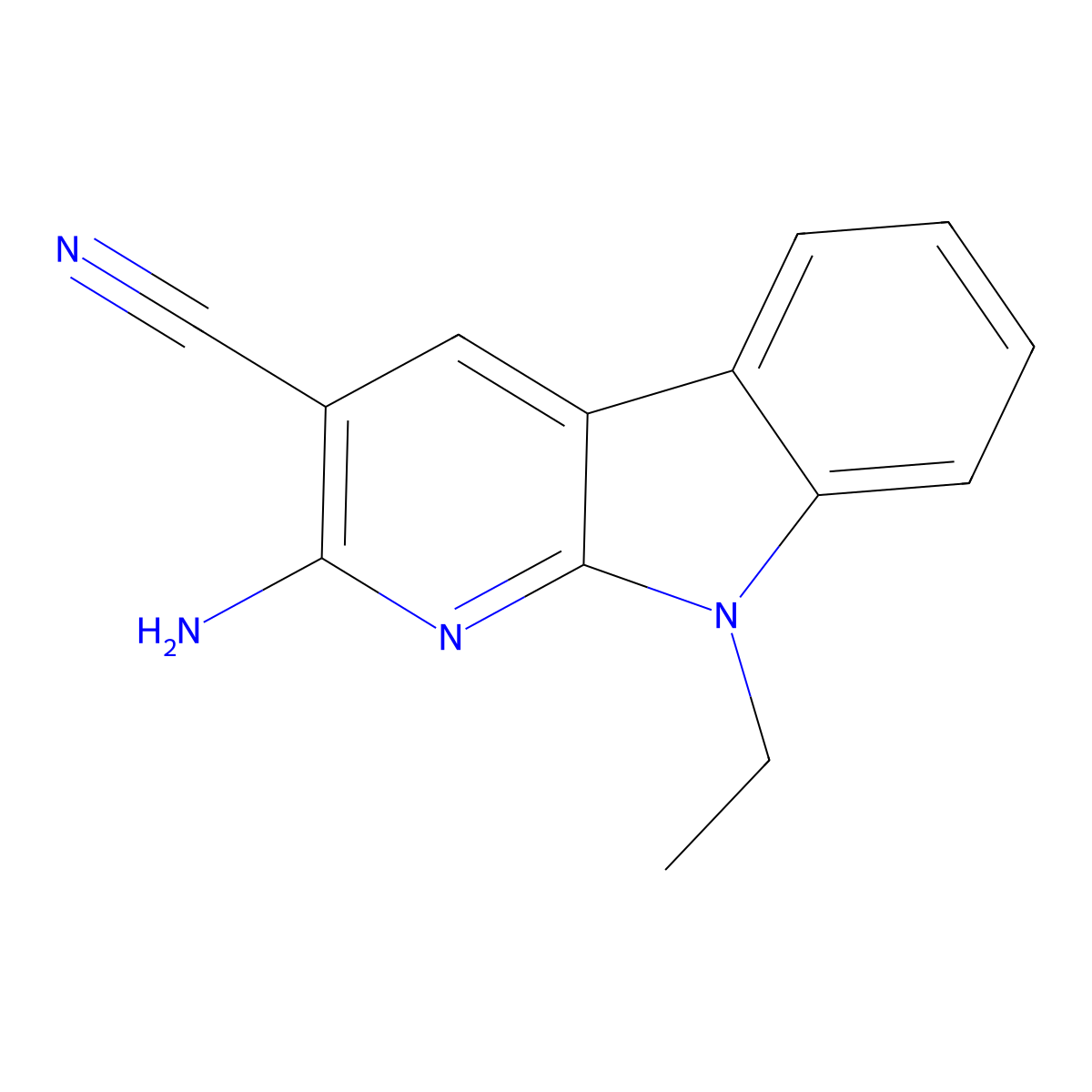2-amino-9-ethyl-9H-pyrido[2,3-b]indole-3-carbonitrile molecular structure, CAS 174019-67-1