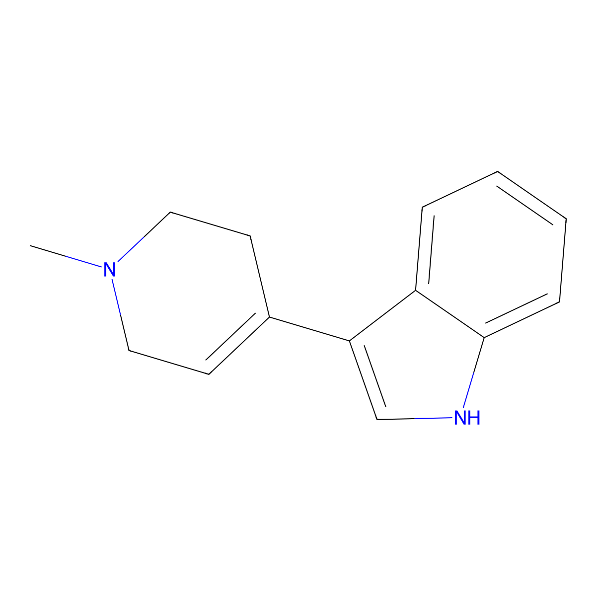 3-(1-Methyl-1,2,3,6-tetrahydropyrid-4-yl)indole molecular structure, CAS 17403-03-1