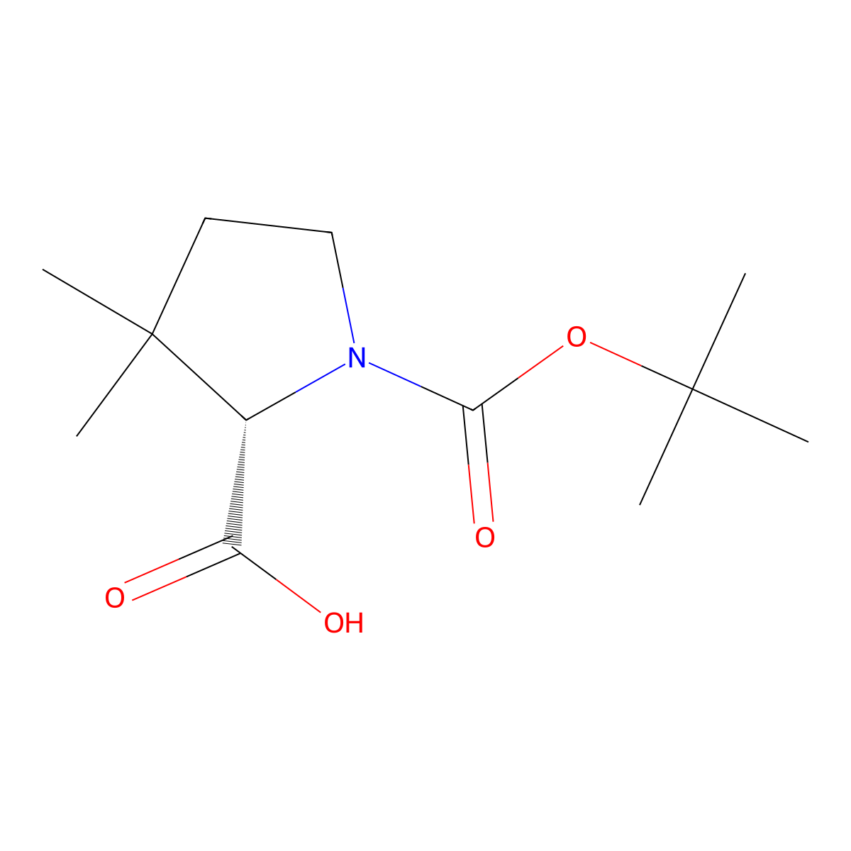 (S)-1-(tert-Butoxycarbonyl)-3,3-dimethylpyrrolidine-2-carboxylic acid molecular structure, CAS 174060-98-1