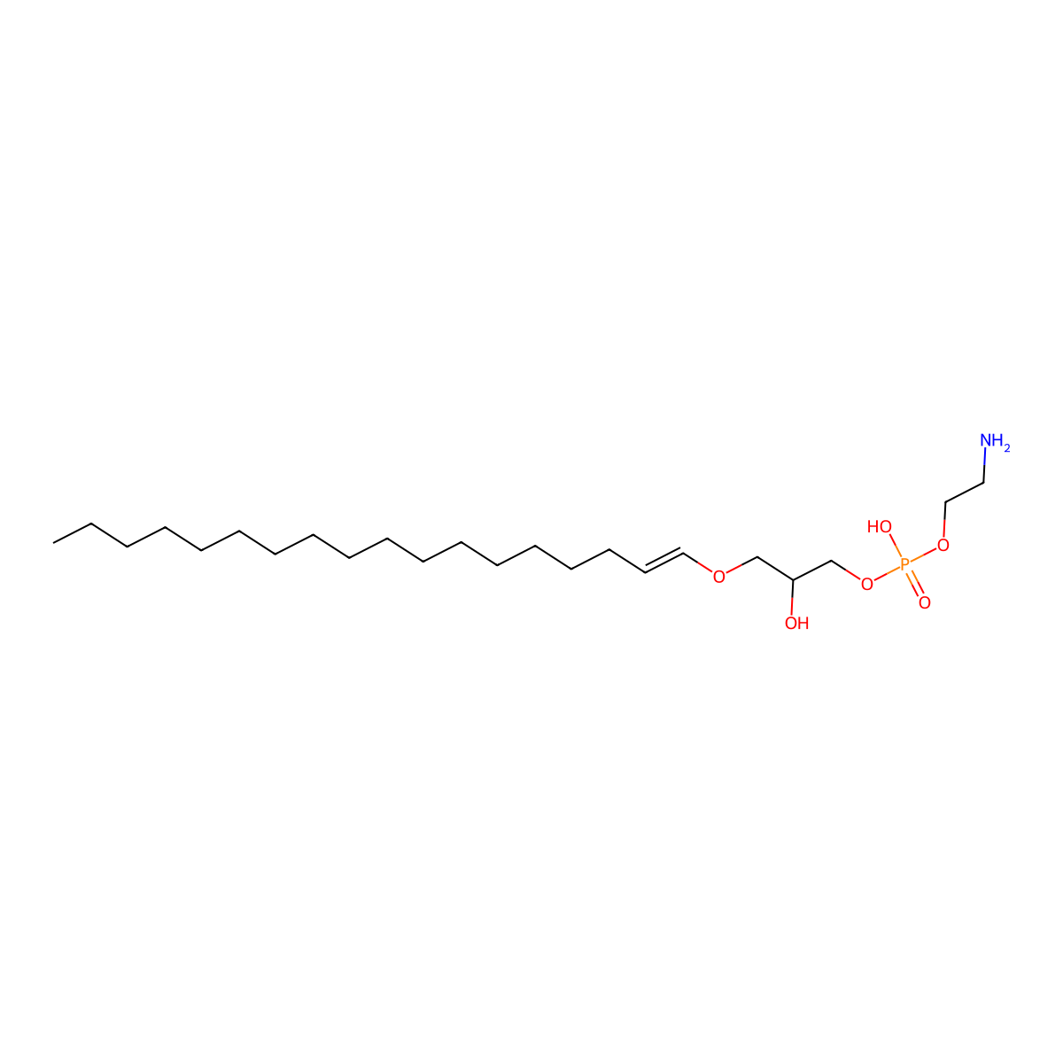 1-o-1'-(z)-Octadecenyl-2-hydroxy-sn-glycero-3-phosphoethanolamine molecular structure, CAS 174062-73-8