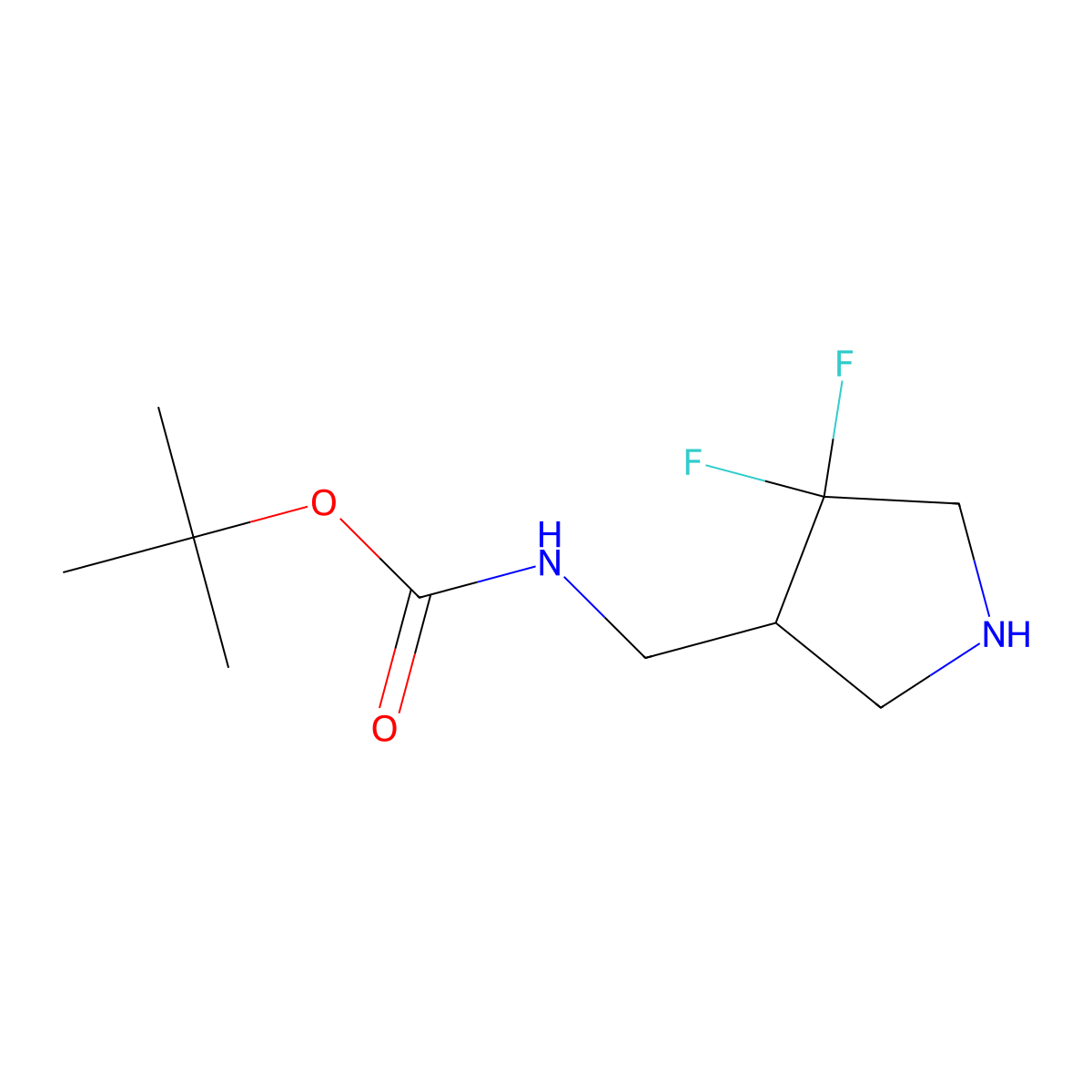 tert-butyl N-[(4,4-difluoropyrrolidin-3-yl)methyl]carbamate molecular structure, CAS 174073-98-4