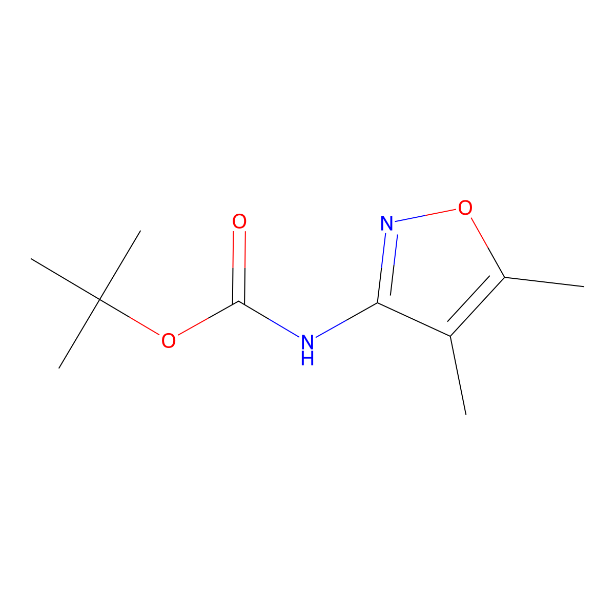 tert-Butyl (4,5-dimethyl-1,2-oxazol-3-yl)carbamate molecular structure, CAS 174078-98-9