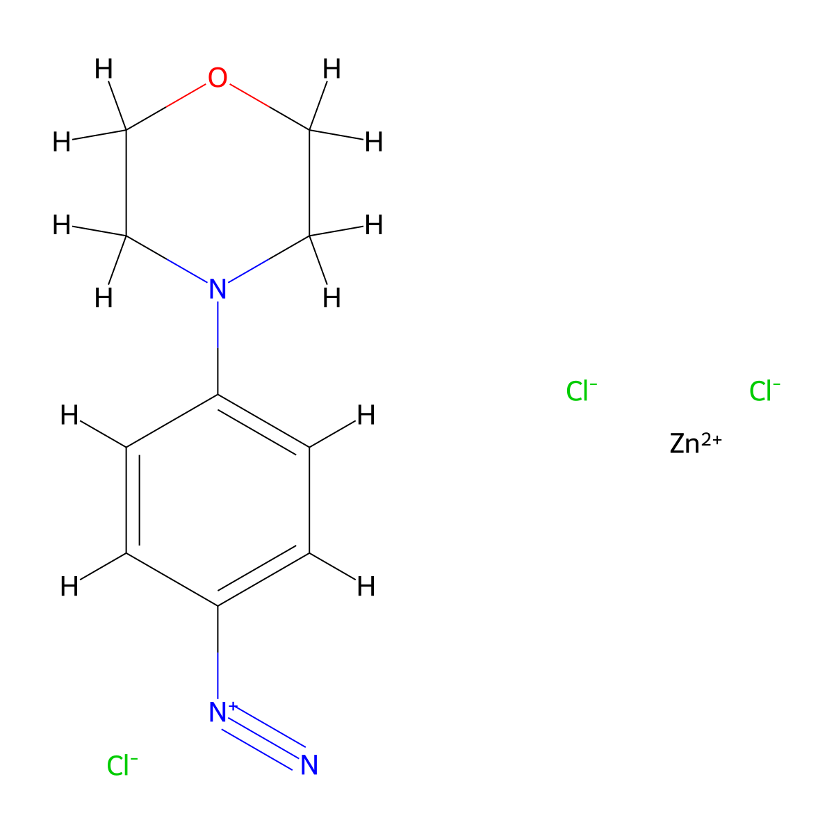 Benzenediazonium, 4-(4-morpholinyl)-, chloride, compd. with zinc chloride (ZnCl2) (1:1:?) molecular structure, CAS 17409-52-8