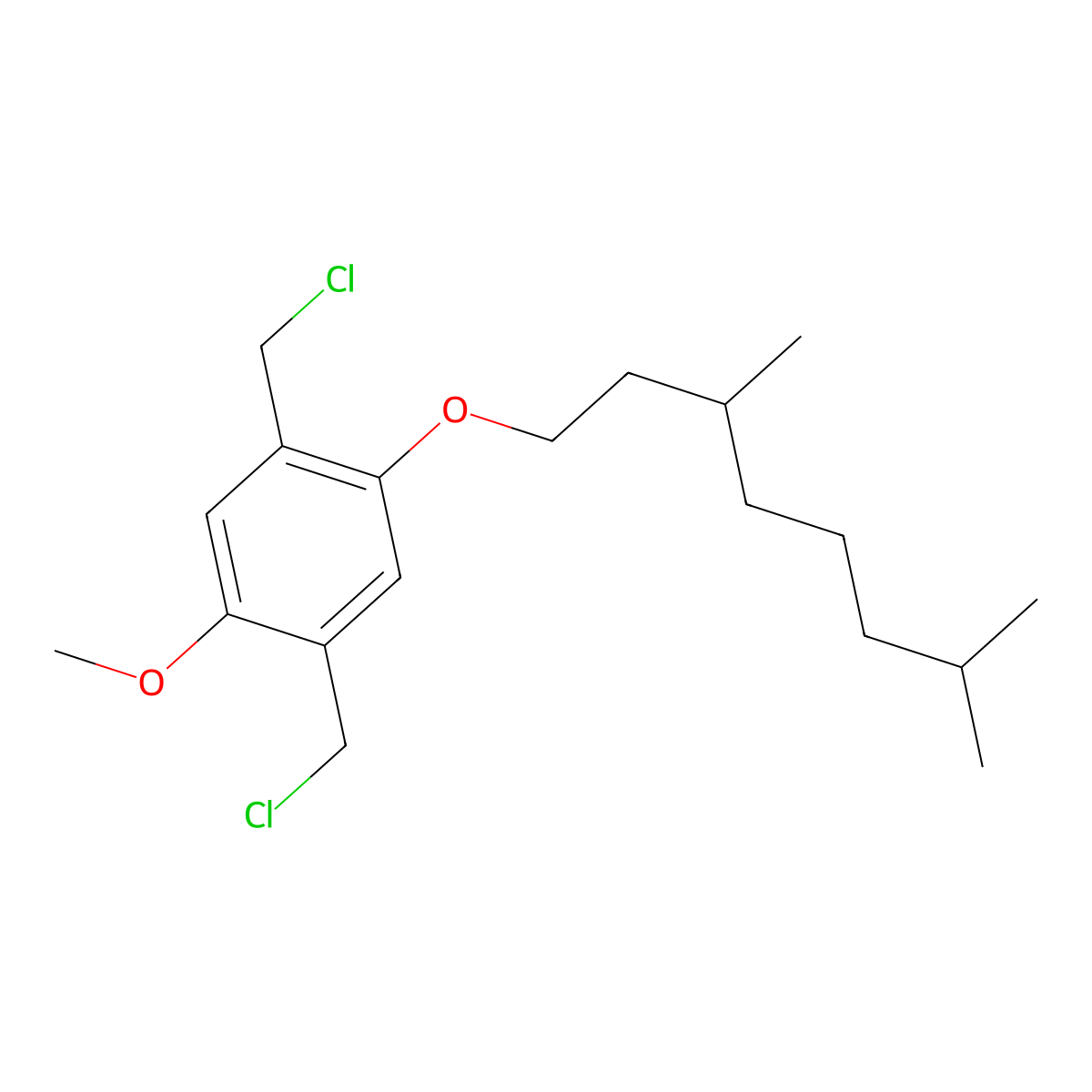 2,5-Bis(chloromethyl)-1-methoxy-4-(3',7'-dimethyloctyloxy)benzene molecular structure, CAS 174097-32-6