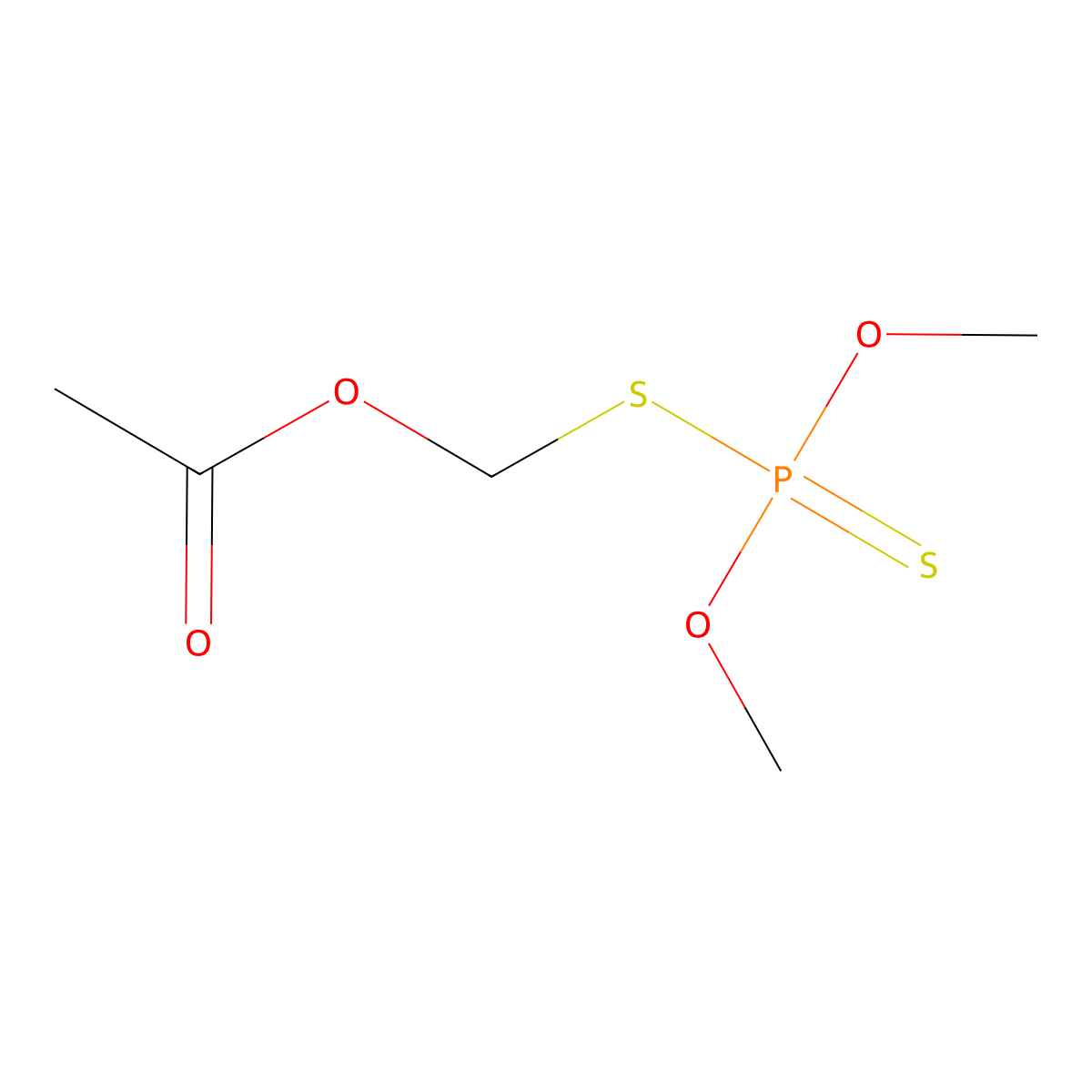 Phosphorodithioic acid, S-hydroxymethyl o,o-dimethyl ester, acetate molecular structure, CAS 1741-11-3